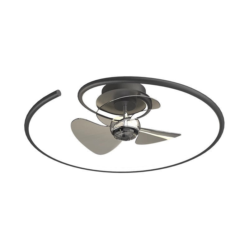 Contemporary Scandinavian LED Ceiling Fan Light - Semi-Flush Mount for Bedroom, Silicone & Aluminum Design