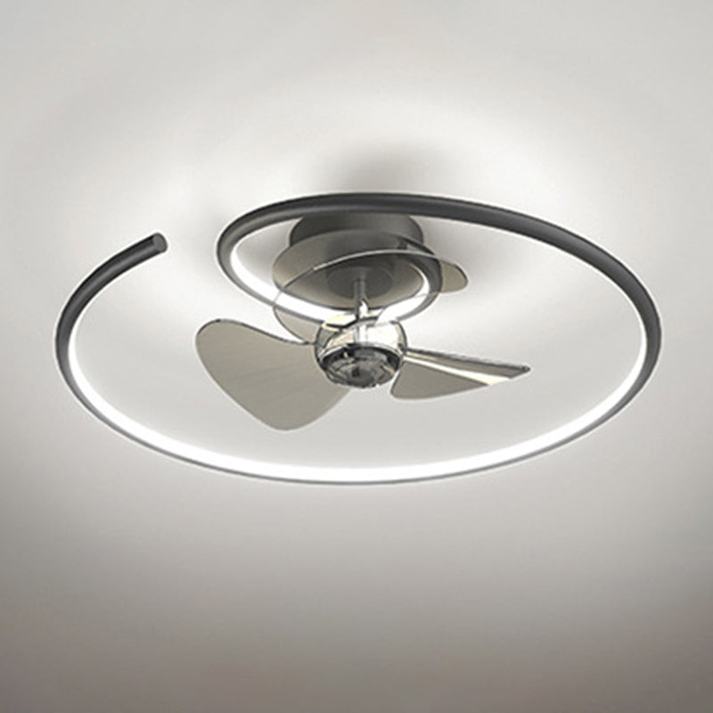 Contemporary Scandinavian LED Ceiling Fan Light - Semi-Flush Mount for Bedroom, Silicone & Aluminum Design