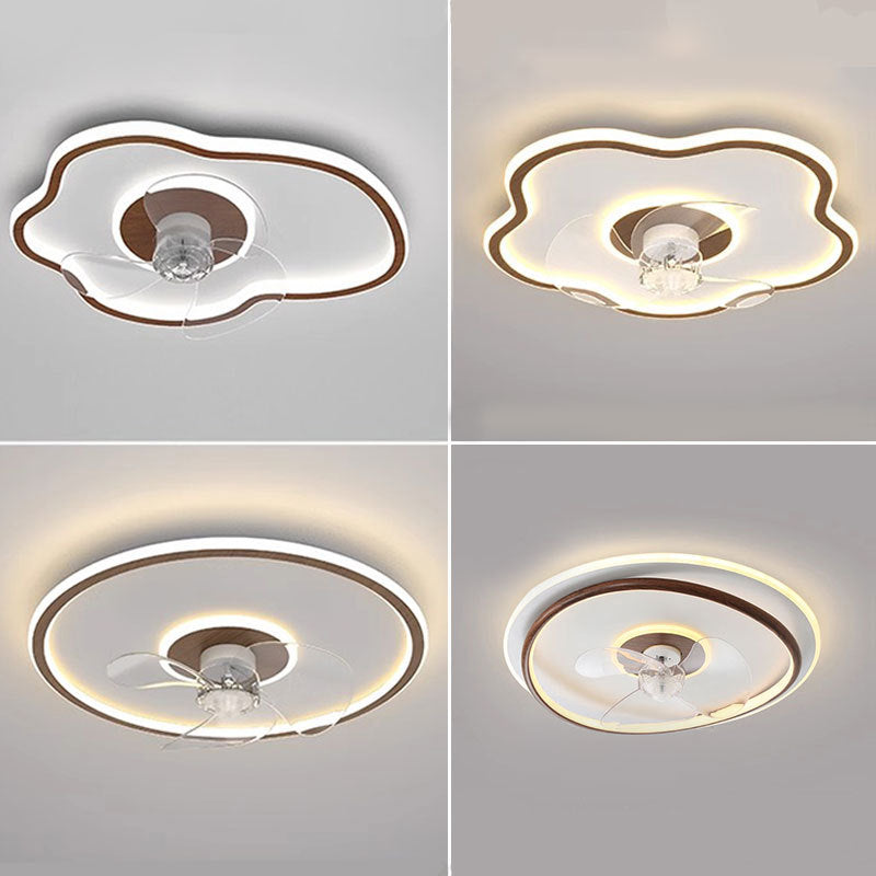 Contemporary Scandinavian Acrylic LED Ceiling Fan Light - Cloud Floral Design for Bedroom