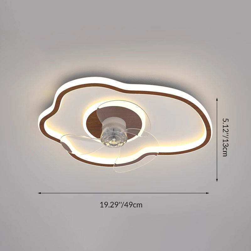 Contemporary Scandinavian Acrylic LED Ceiling Fan Light - Cloud Floral Design for Bedroom