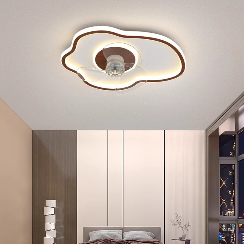 Contemporary Scandinavian Acrylic LED Ceiling Fan Light - Cloud Floral Design for Bedroom