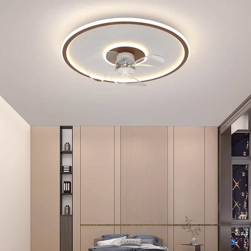 Contemporary Scandinavian Acrylic LED Ceiling Fan Light - Cloud Floral Design for Bedroom