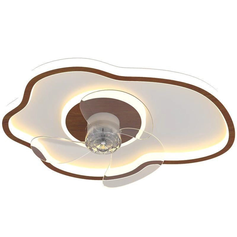 Contemporary Scandinavian Acrylic LED Ceiling Fan Light - Cloud Floral Design for Bedroom