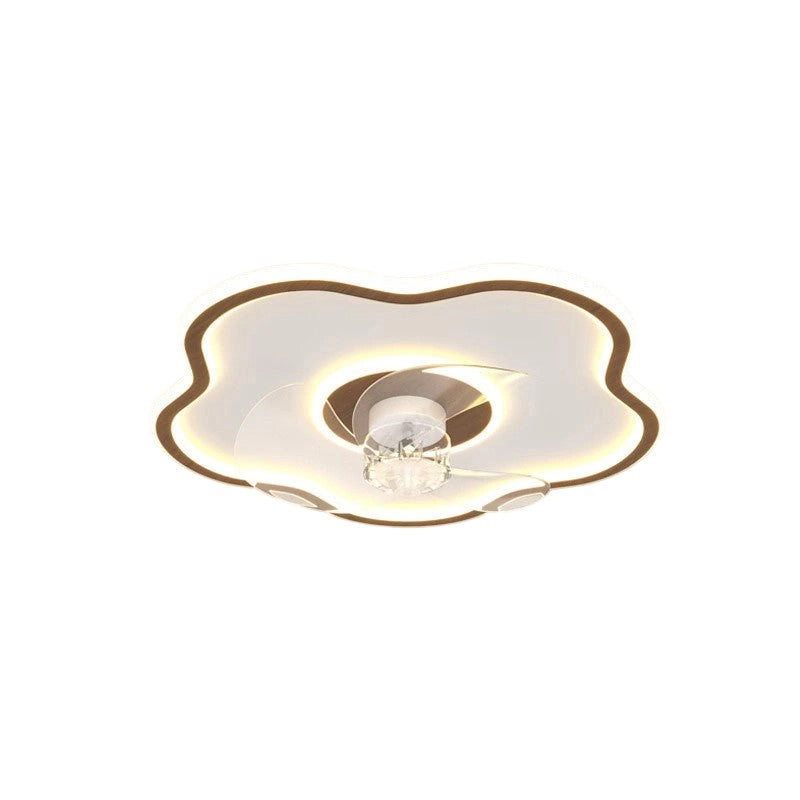 Contemporary Scandinavian Acrylic LED Ceiling Fan Light - Cloud Floral Design for Bedroom