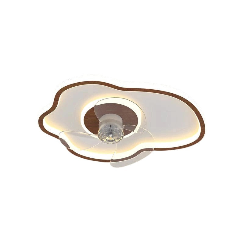 Contemporary Scandinavian Acrylic LED Ceiling Fan Light - Cloud Floral Design for Bedroom