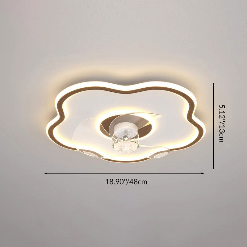 Contemporary Scandinavian Acrylic LED Ceiling Fan Light - Cloud Floral Design for Bedroom