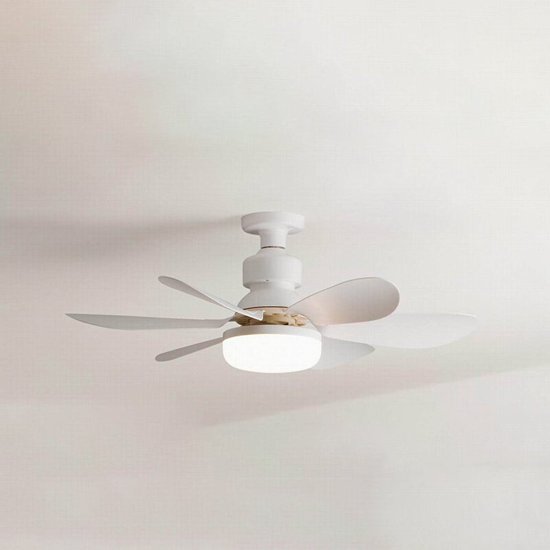 Modern Minimalist Semi-Round Ceiling Fan Light for Bedroom & Living Room - PP PC ABS Design