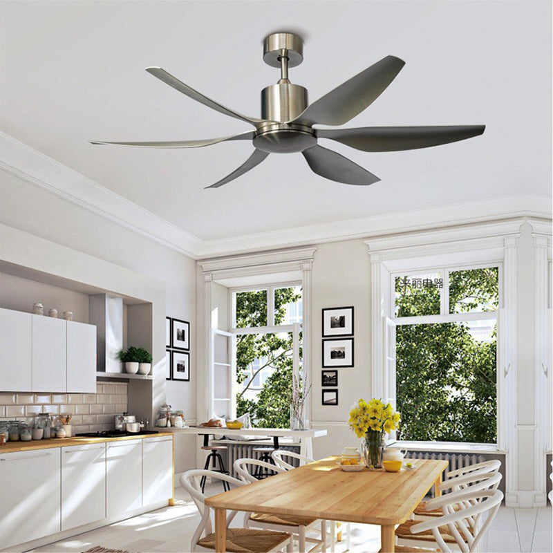 Contemporary Industrial ABS Acrylic Copper LED Semi-Flush Mount Ceiling Fan Light for Living Room