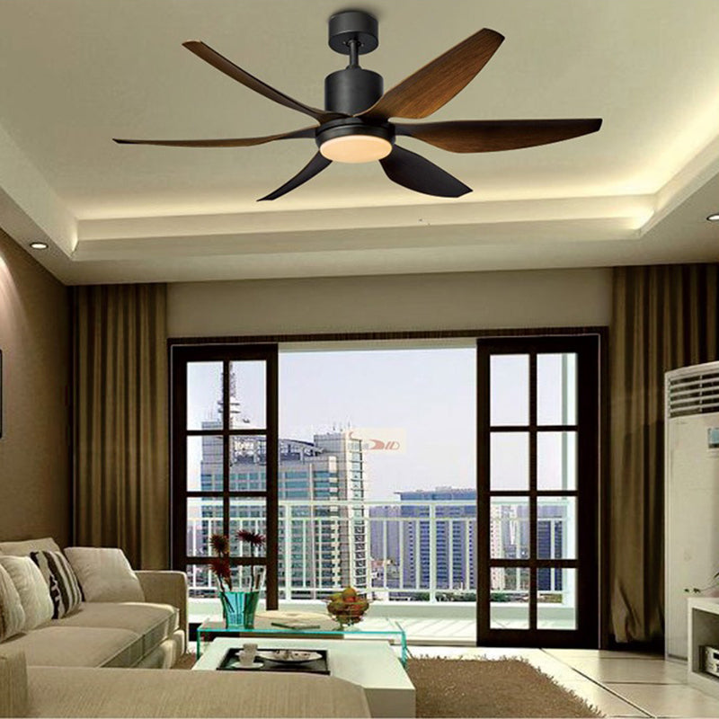 Contemporary Industrial LED Semi-Flush Mount Ceiling Fan Light - ABS Acrylic & Copper Design for Living Room