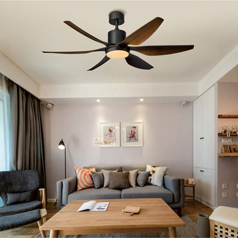 Contemporary Industrial ABS Acrylic Copper LED Semi-Flush Mount Ceiling Fan Light for Living Room