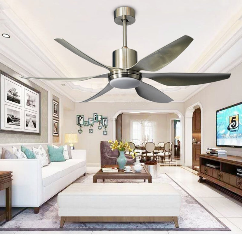 Contemporary Industrial LED Semi-Flush Mount Ceiling Fan Light - ABS Acrylic & Copper Design for Living Room