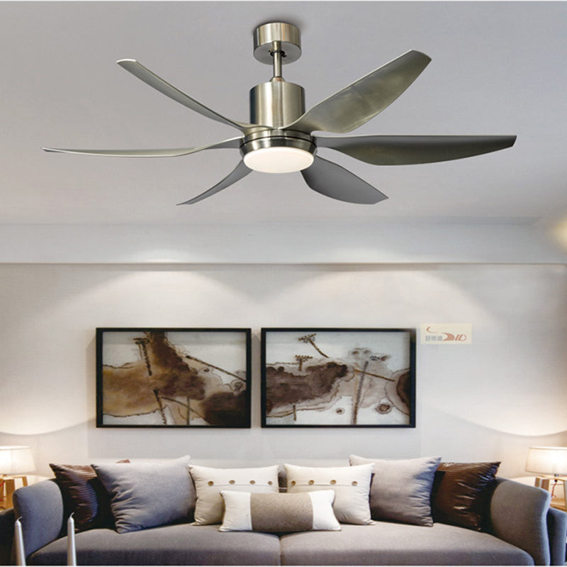 Contemporary Industrial ABS Acrylic Copper LED Semi-Flush Mount Ceiling Fan Light for Living Room