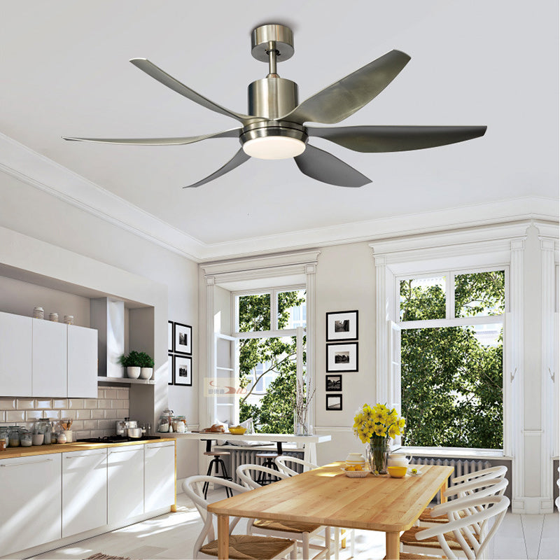 Contemporary Industrial LED Semi-Flush Mount Ceiling Fan Light - ABS Acrylic & Copper Design for Living Room