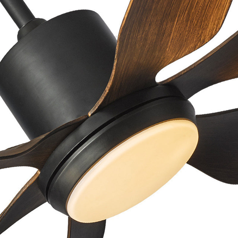Contemporary Industrial LED Semi-Flush Mount Ceiling Fan Light - ABS Acrylic & Copper Design for Living Room