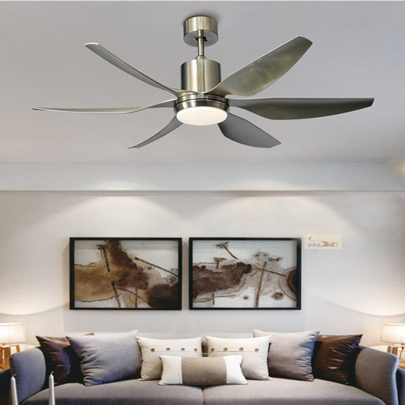 Contemporary Industrial ABS Acrylic Copper LED Semi-Flush Mount Ceiling Fan Light for Living Room