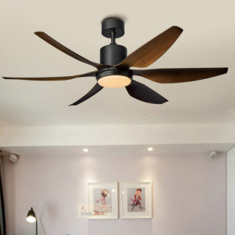 Contemporary Industrial ABS Acrylic Copper LED Semi-Flush Mount Ceiling Fan Light for Living Room