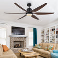 Contemporary Industrial ABS Acrylic Copper LED Semi-Flush Mount Ceiling Fan Light for Living Room