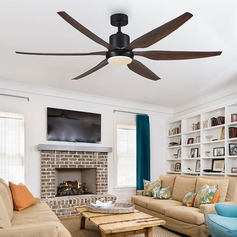 Contemporary Industrial LED Semi-Flush Mount Ceiling Fan Light - ABS Acrylic & Copper Design for Living Room
