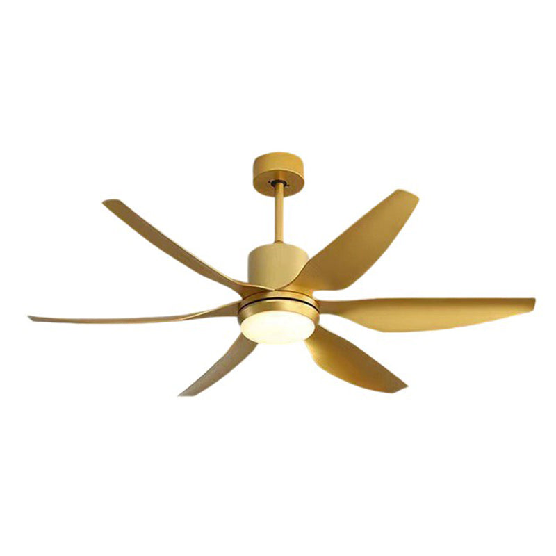 Contemporary Industrial ABS Acrylic Copper LED Semi-Flush Mount Ceiling Fan Light for Living Room