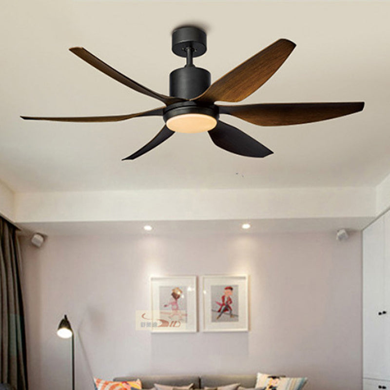 Contemporary Industrial ABS Acrylic Copper LED Semi-Flush Mount Ceiling Fan Light for Living Room