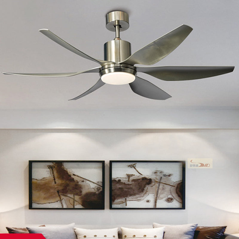 Contemporary Industrial LED Semi-Flush Mount Ceiling Fan Light - ABS Acrylic & Copper Design for Living Room