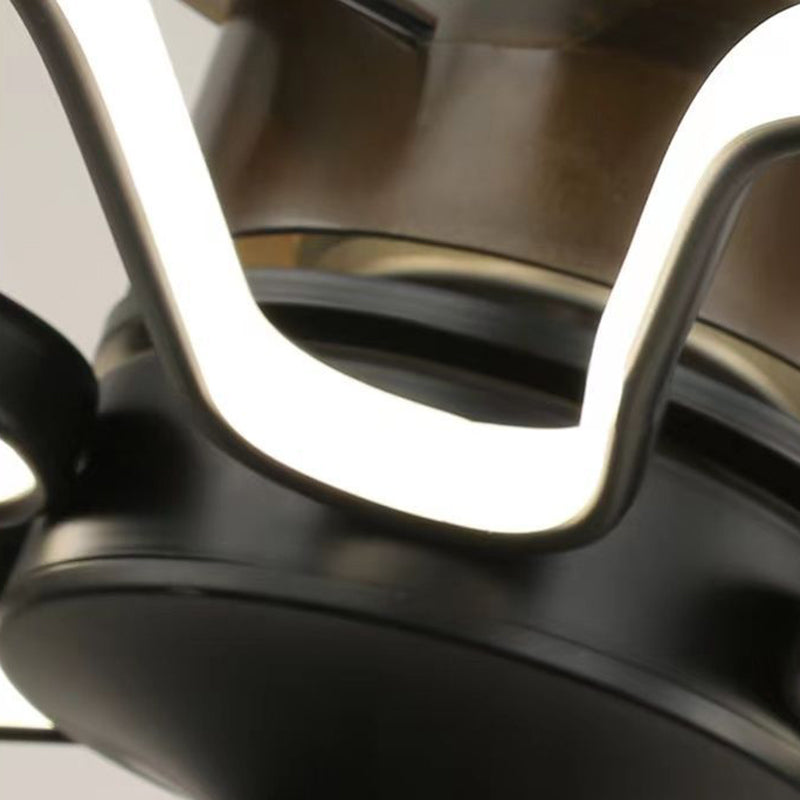 Modern Minimalist LED Ceiling Fan Light - ABS Iron Fan-Shaped Round Design for Bedroom