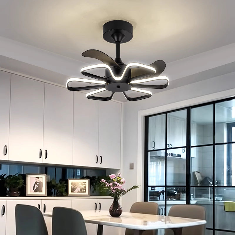 Modern Minimalist LED Ceiling Fan Light - ABS Iron Fan-Shaped Round Design for Bedroom