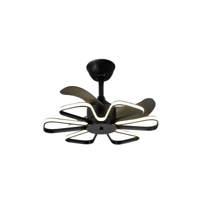 Modern Minimalist LED Ceiling Fan Light - ABS Iron Fan-Shaped Round Design for Bedroom