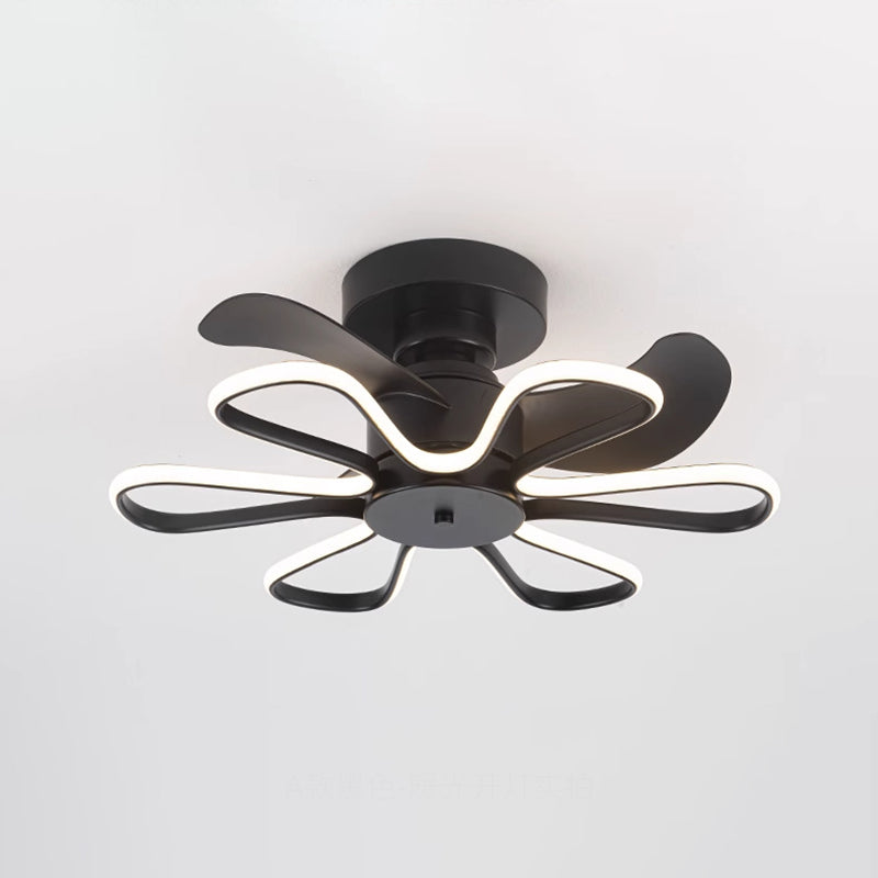Modern Minimalist LED Ceiling Fan Light - ABS Iron Fan-Shaped Round Design for Bedroom