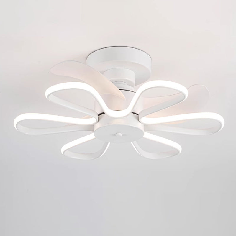 Modern Minimalist LED Ceiling Fan Light - ABS Iron Fan-Shaped Round Design for Bedroom