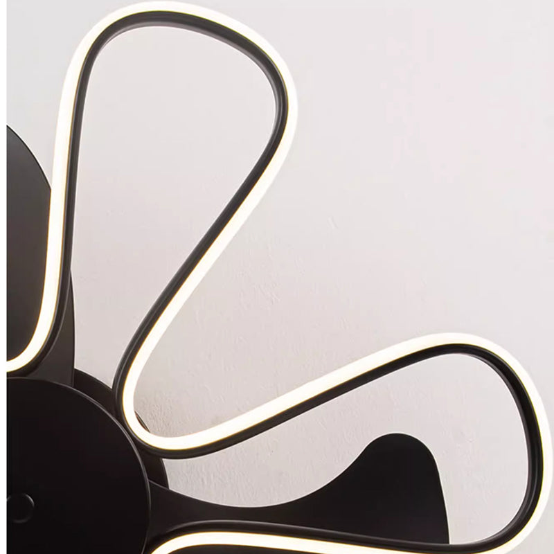 Modern Minimalist LED Ceiling Fan Light - ABS Iron Fan-Shaped Round Design for Bedroom