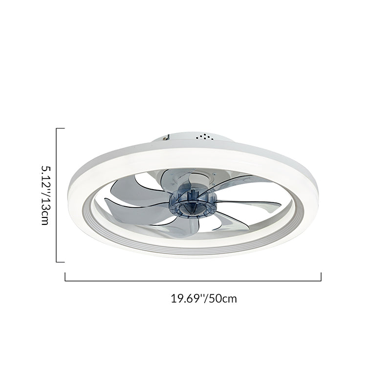 Contemporary Scandinavian LED Ceiling Fan Light - Round Acrylic & Iron Semi-Flush Mount for Bedroom