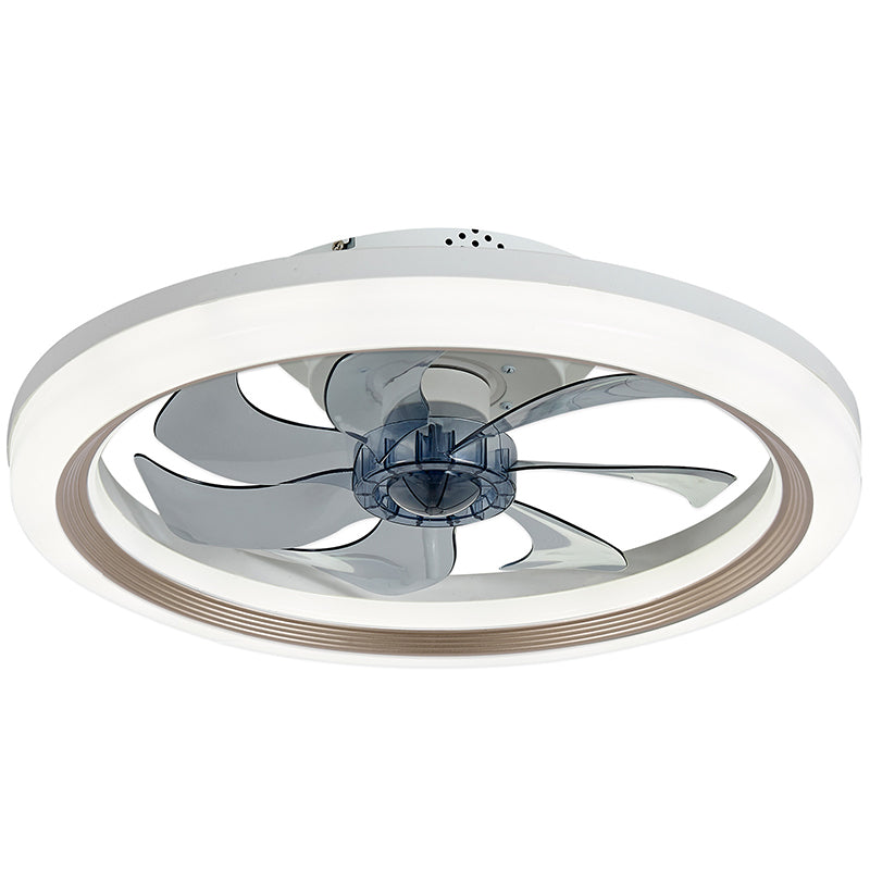 Contemporary Scandinavian LED Ceiling Fan Light - Round Acrylic & Iron Semi-Flush Mount for Bedroom