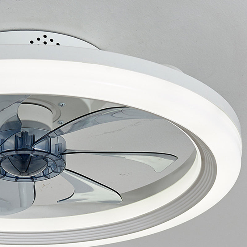 Contemporary Scandinavian LED Ceiling Fan Light - Round Acrylic & Iron Semi-Flush Mount for Bedroom