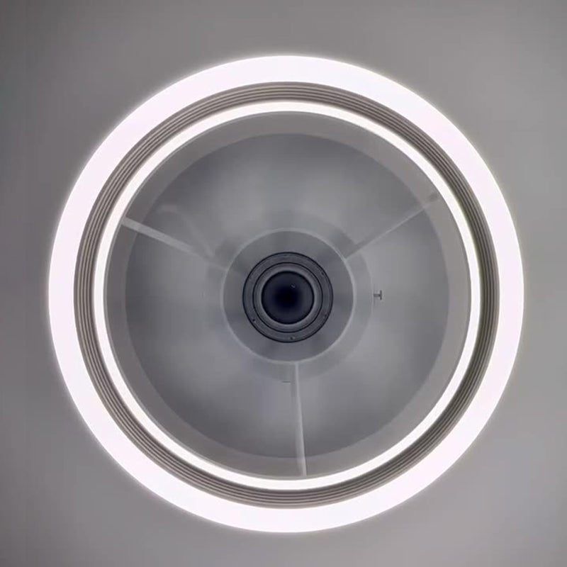 Contemporary Scandinavian LED Ceiling Fan Light - Round Acrylic & Iron Semi-Flush Mount for Bedroom
