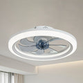 Contemporary Scandinavian LED Ceiling Fan Light - Round Acrylic & Iron Semi-Flush Mount for Bedroom
