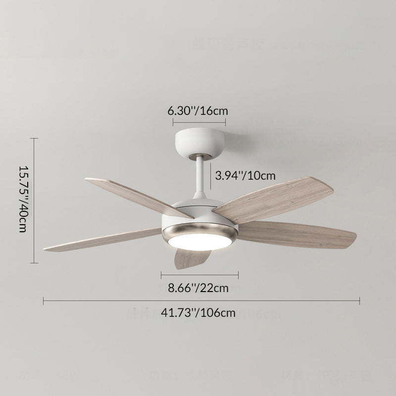 Contemporary Wood Iron LED Ceiling Fan Light for Living Room