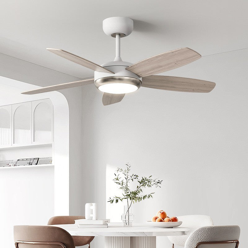 Contemporary Wood Iron LED Ceiling Fan Light for Living Room