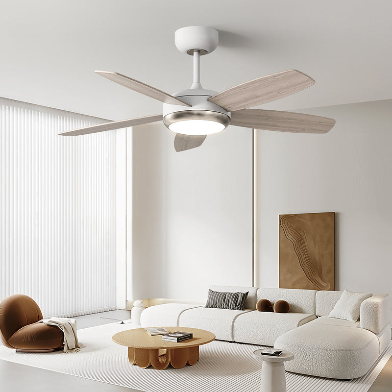 Contemporary Wood Iron LED Ceiling Fan Light for Living Room
