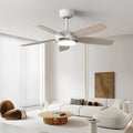Contemporary Wood Iron LED Ceiling Fan Light for Living Room