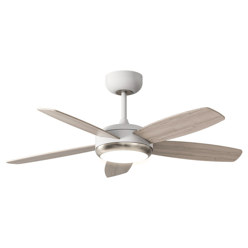 Contemporary Wood Iron LED Ceiling Fan Light for Living Room