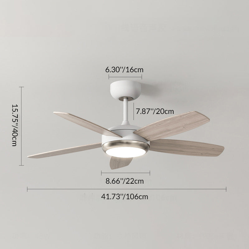 Contemporary Wood Iron LED Ceiling Fan Light for Living Room