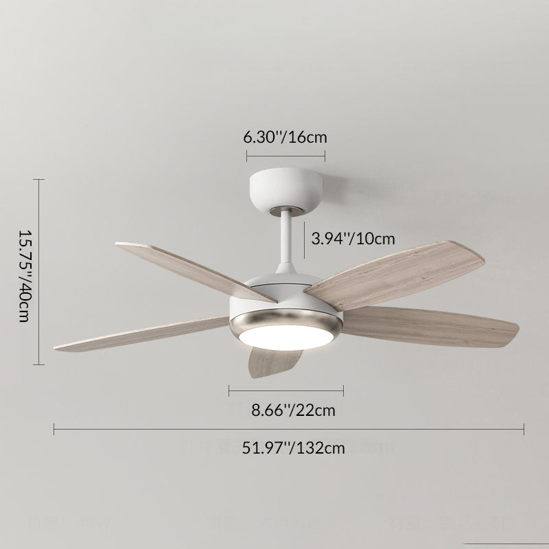 Contemporary Wood Iron LED Ceiling Fan Light for Living Room