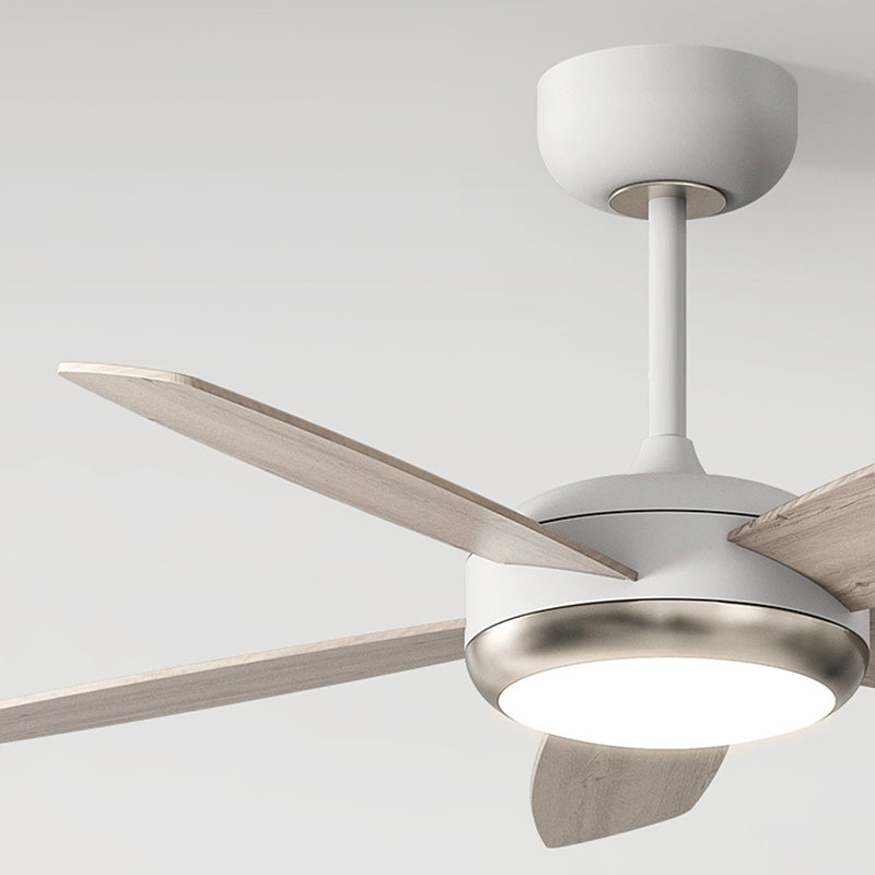 Contemporary Wood Iron LED Ceiling Fan Light for Living Room