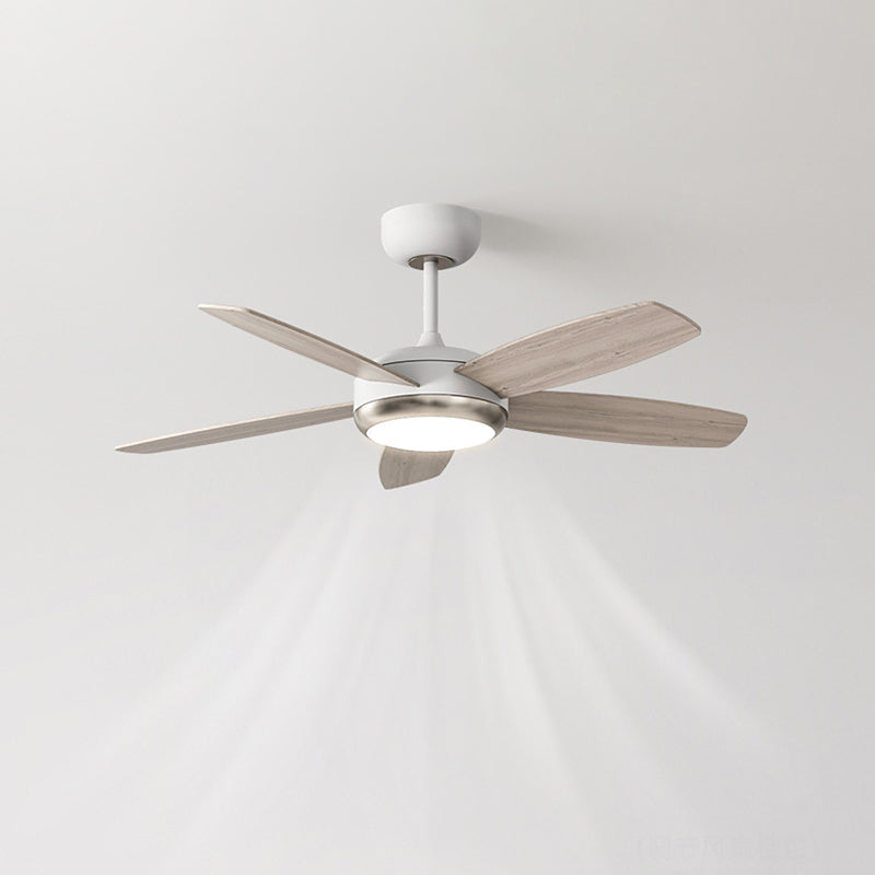 Contemporary Wood Iron LED Ceiling Fan Light for Living Room