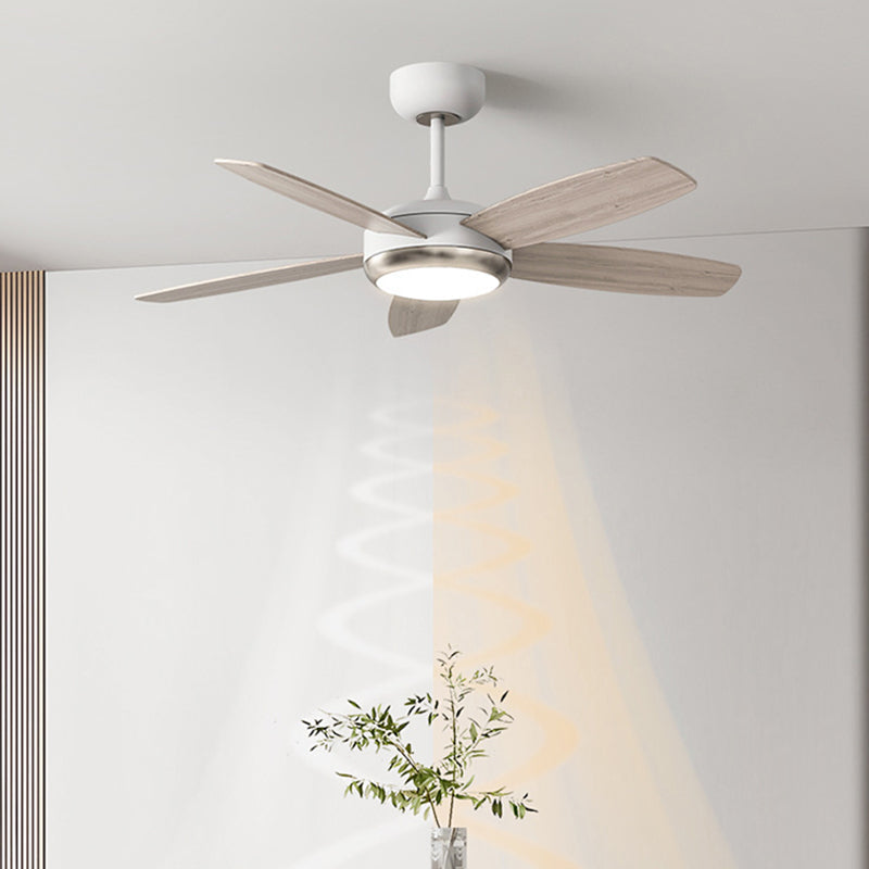 Contemporary Wood Iron LED Ceiling Fan Light for Living Room