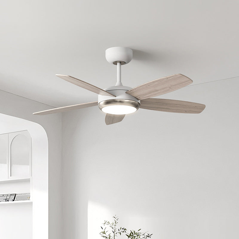 Contemporary Wood Iron LED Ceiling Fan Light for Living Room