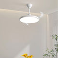 Modern Minimalist LED Semi-Flush Mount Ceiling Fan Light – Curved Round Design for Bedroom, ABS PC Iron Material