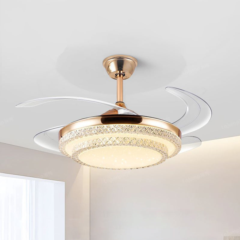 Modern Minimalist Iron Curved LED Ceiling Fan Light for Living Room