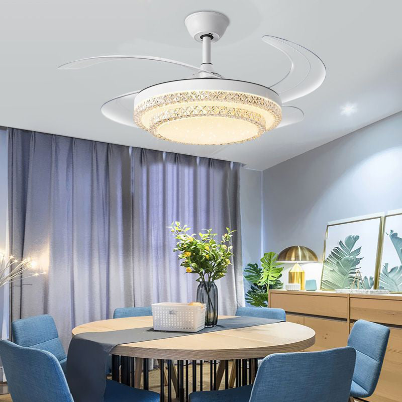 Modern Minimalist Iron Curved LED Ceiling Fan Light for Living Room